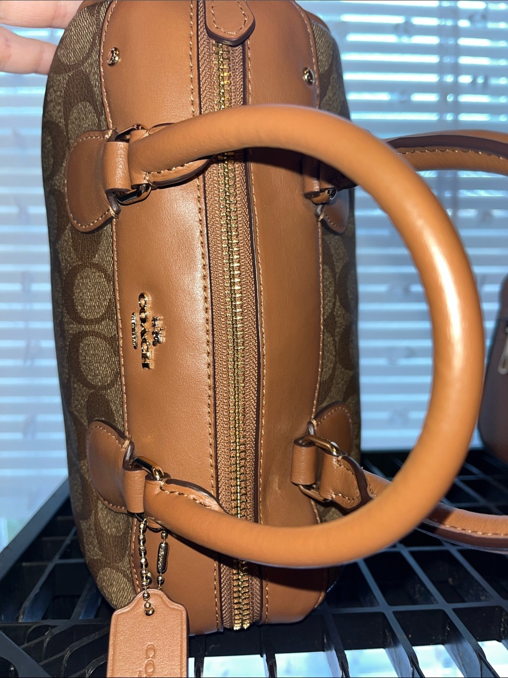 Coach Brown/Tan Signature Dome Satchel - Picture 2 of 11
